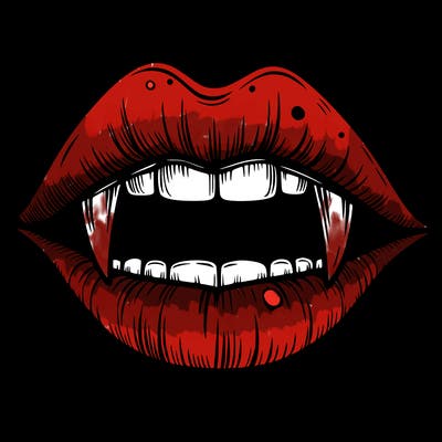 lips with vampire teeth