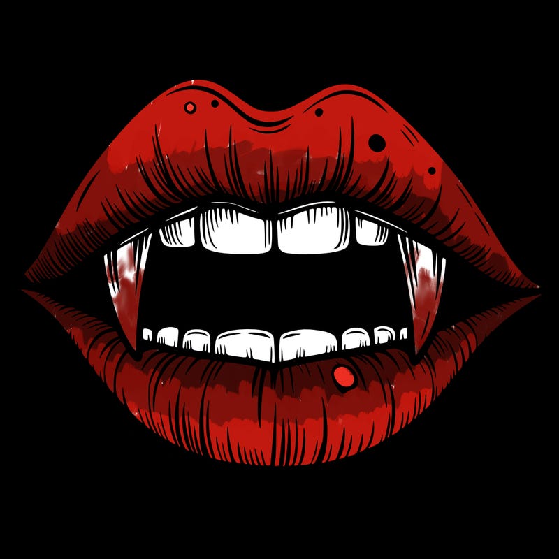 lips with vampire teeth