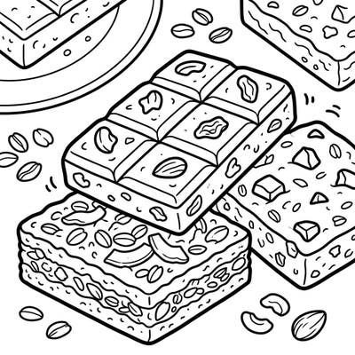 Delight your little one with this easy-to-color bar cookies page, designed specifically for toddlers. Its thick lines and large shapes make it perfect for developing motor skills and sparking creativity.