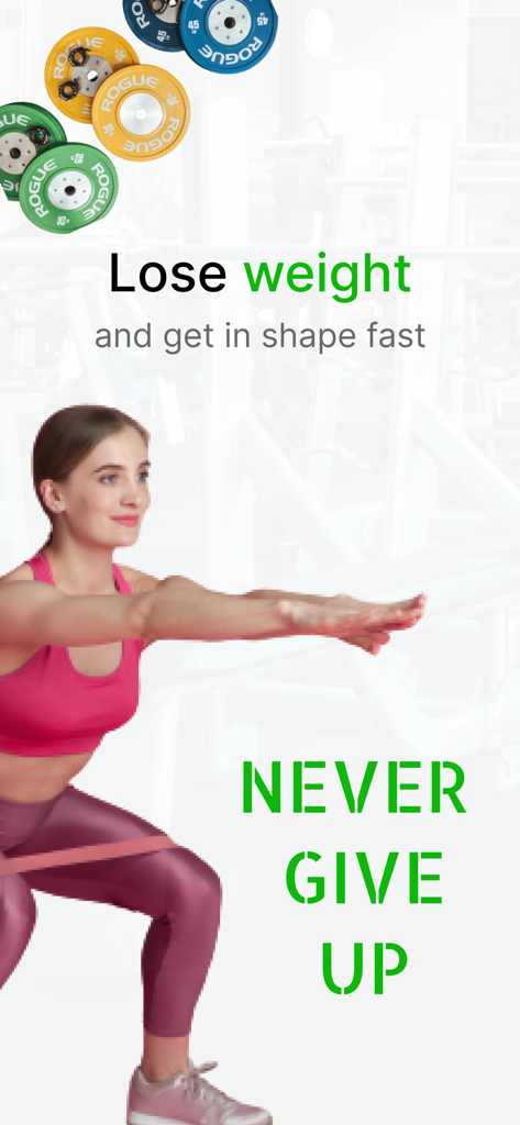 30 days Excercise challenge - Una mujer realizando sentadillas con una banda de resistencia para perder peso y ponerse en forma rápidamente.