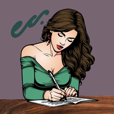 realistic female writing poetry