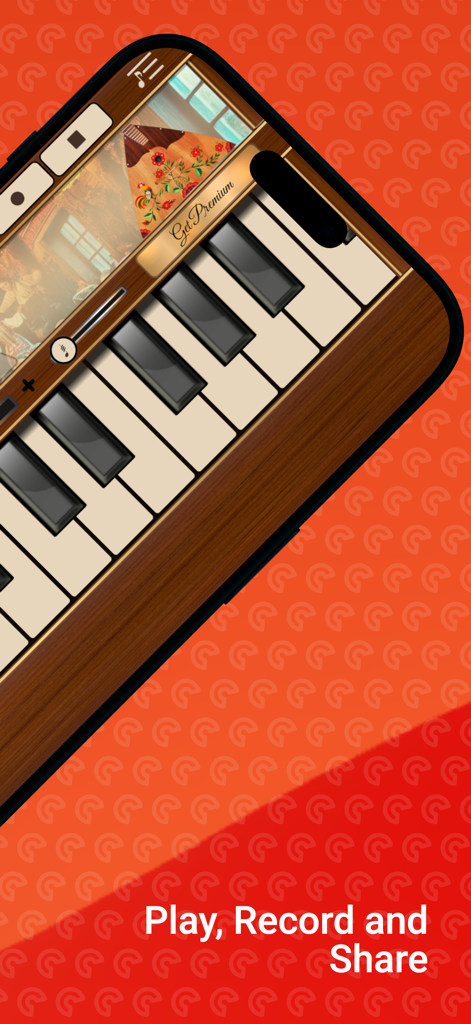 Balalaika - Digital balalaika interface on a smartphone with a keyboard layout and record buttons