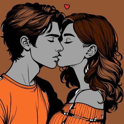 realistic couple kissing