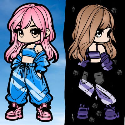 girl in crop top and baggy pants