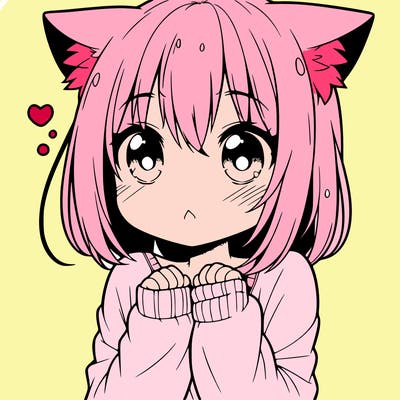 shy anime catgirl