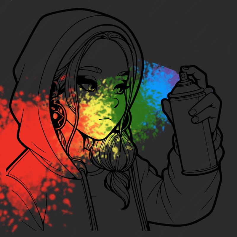 a realistic girl, spray painting