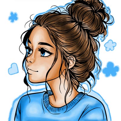 a realistic girl with a messy bun