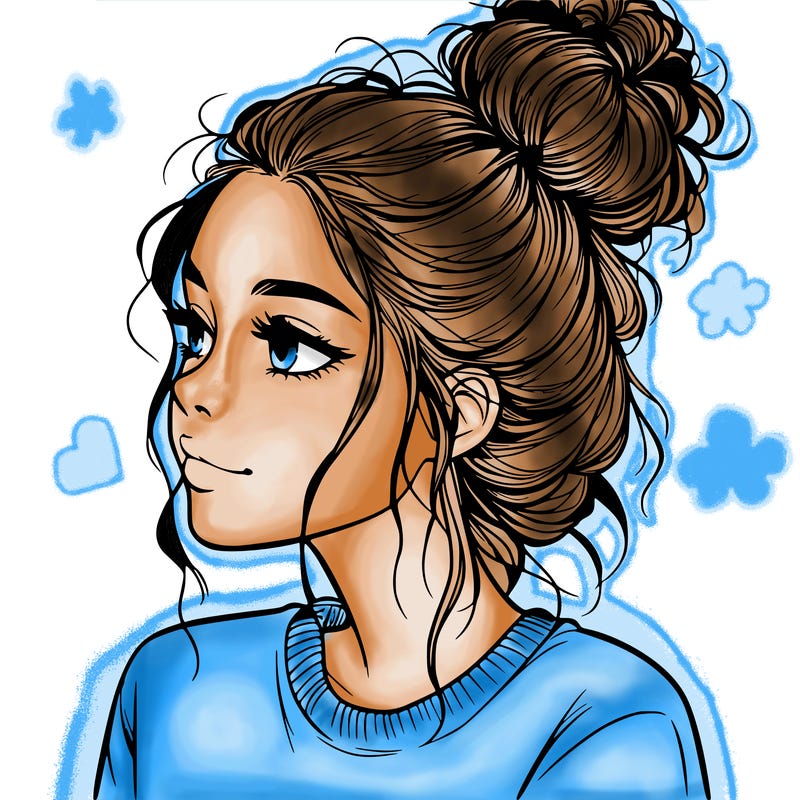 a realistic girl with a messy bun