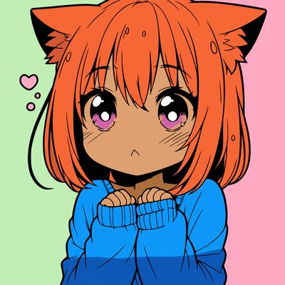 shy anime catgirl