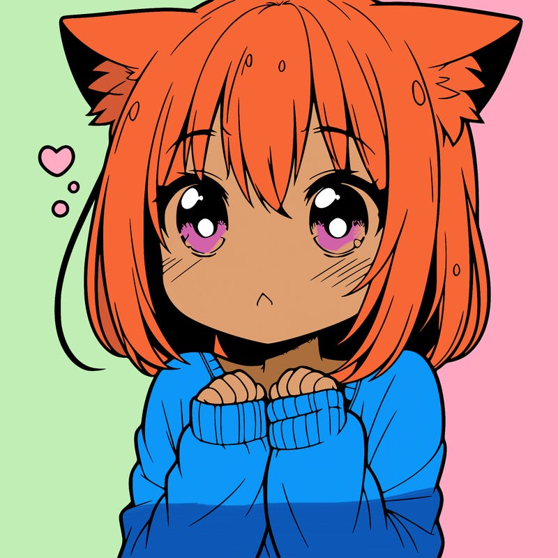 shy anime catgirl