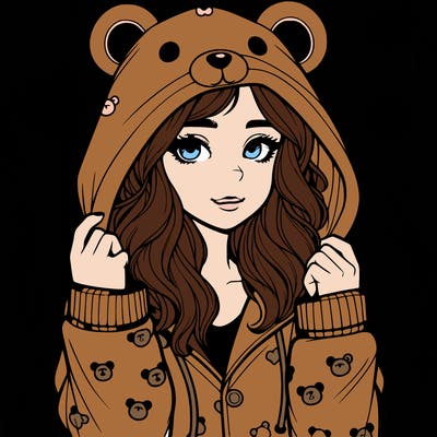 realistic girl in a animal pjs hoodie