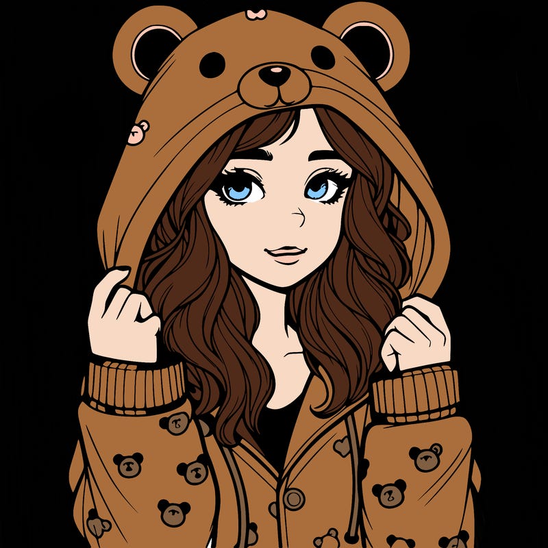 realistic girl in a animal pjs hoodie