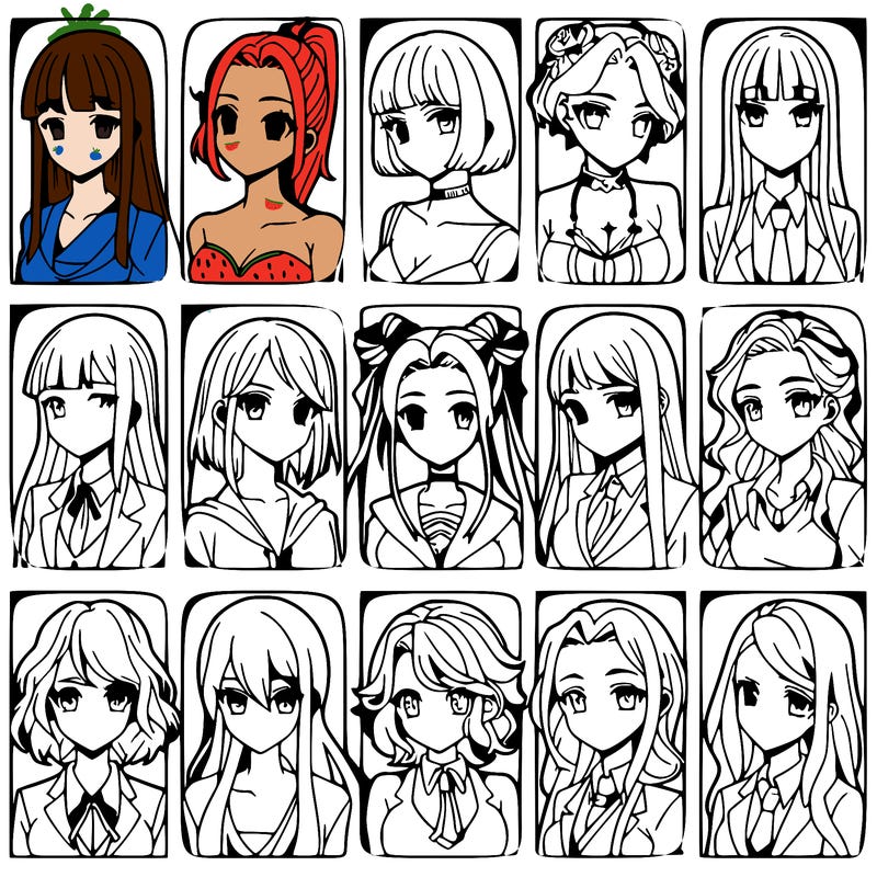 girls that look diffrent anime