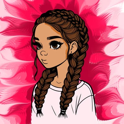 realistic girl with braids