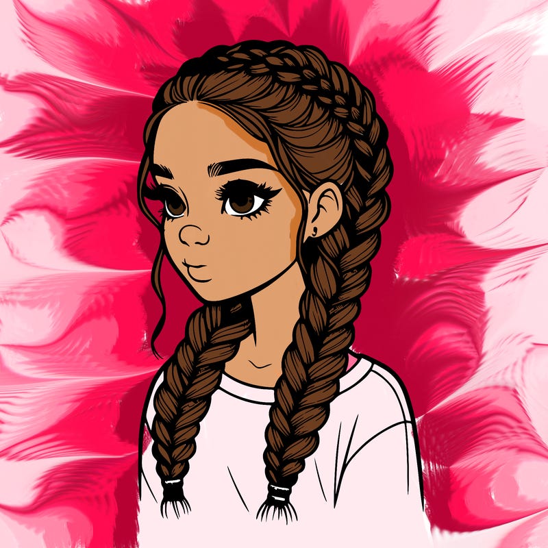 realistic girl with braids