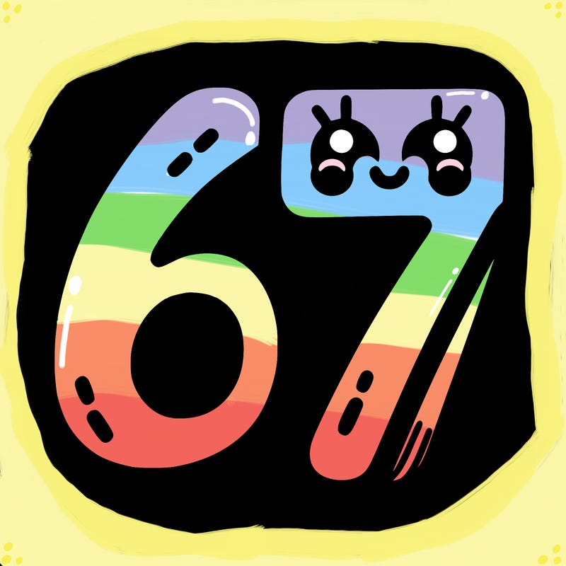 the numbers 67