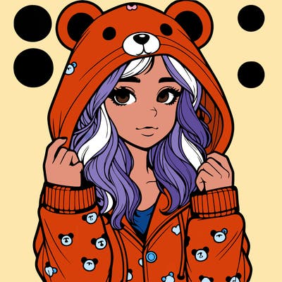 realistic girl in a animal pjs hoodie
