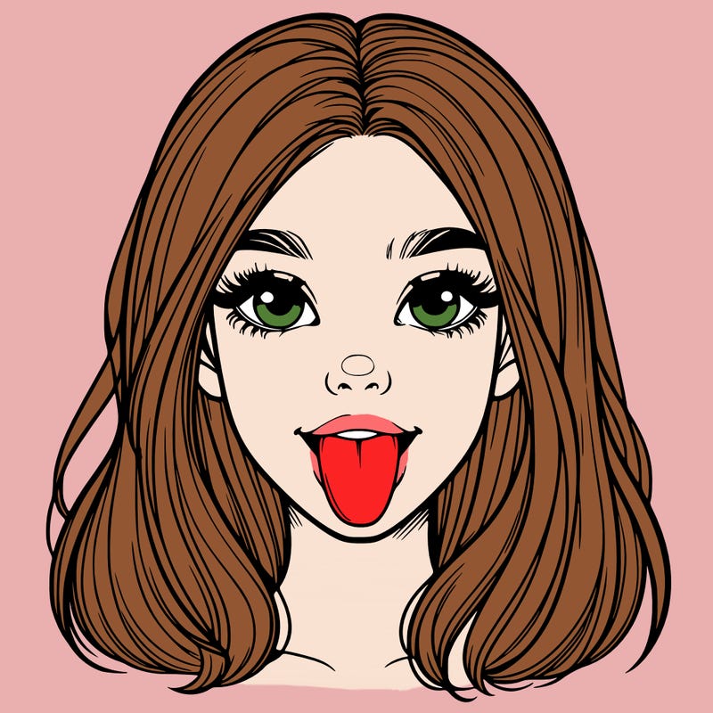 realistic girl with her tongue out