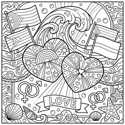 Dive into an ocean of love and diversity with this unique Heart Urchins Pride coloring page, blending marine beauty with vibrant celebration. Perfect for coloring enthusiasts who want to express their creativity and support during Pride Month.