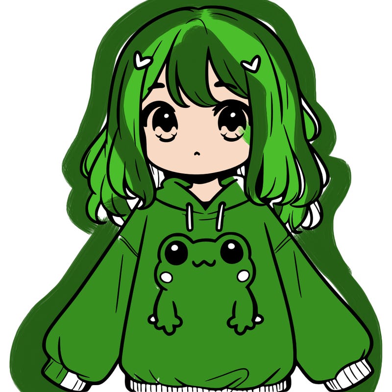 girl wearing frogging sweatshirt