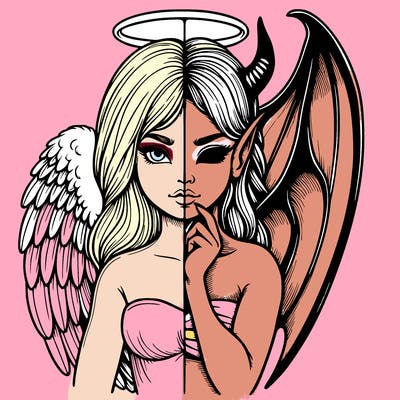 realistic angel half demon