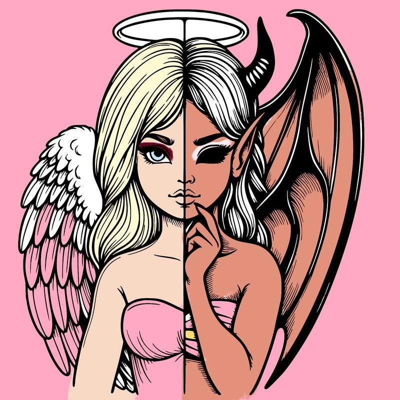 realistic angel half demon