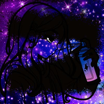 a realistic girl spray painting