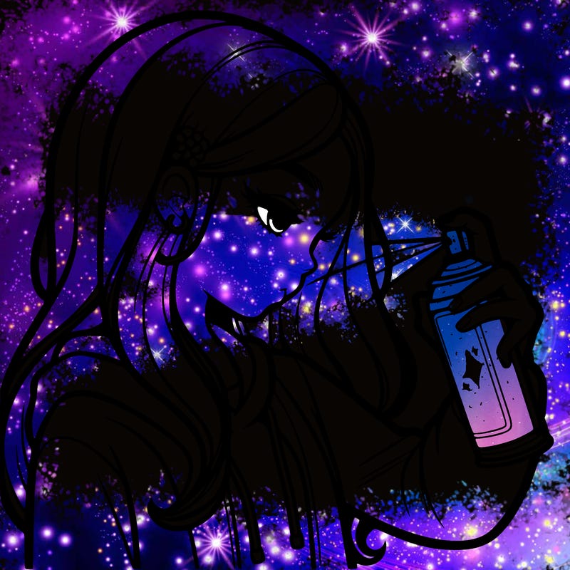 a realistic girl spray painting