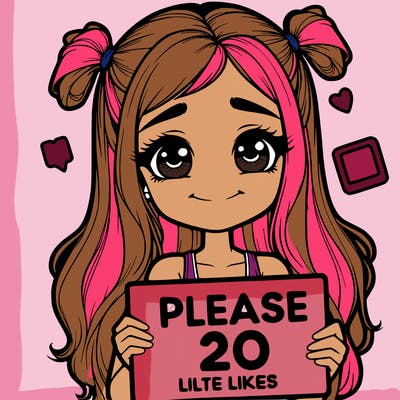 realistic girl holding a sign that says please 20 likes