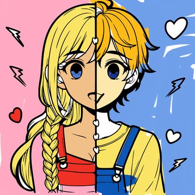 realistic girl boy split