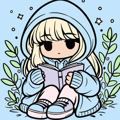 girl in oversized hoodie reading a book