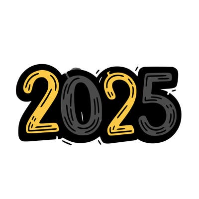 one line scrawled numbers sketch design “2025”