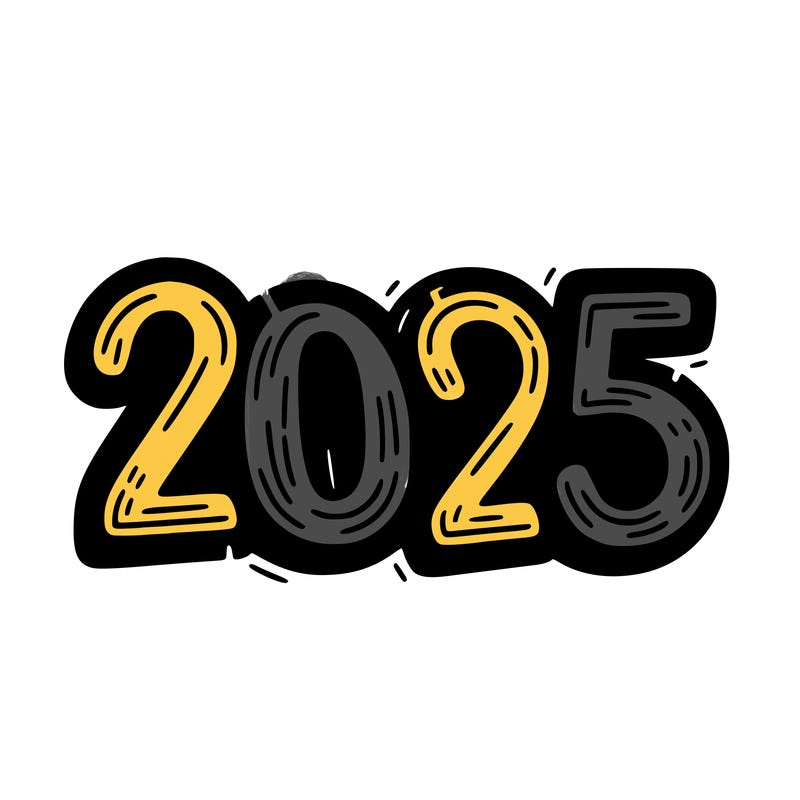 one line scrawled numbers sketch design “2025”