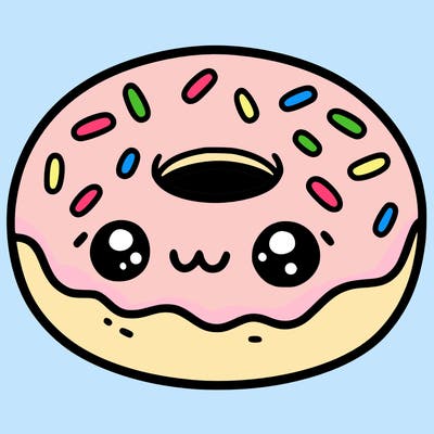 simple and cute donut for coloring