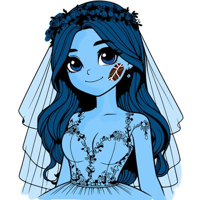 realistic girl in a wedding dress