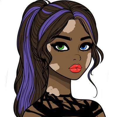 realistic girl with a ponytail and lips