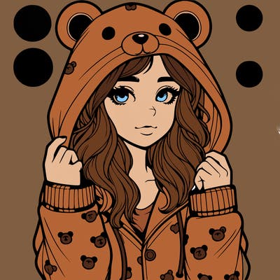 realistic girl in a animal pjs hoodie