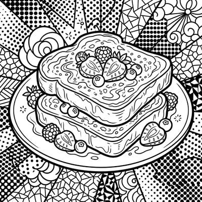 Indulge your creative appetite with this delectable Pop Art French Toast coloring page. Its bold lines and dynamic background promise a uniquely fun and satisfying coloring experience for all ages.
