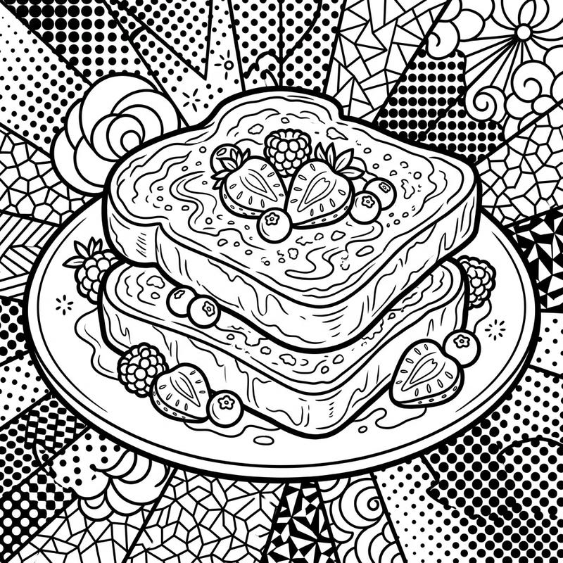 Indulge your creative appetite with this delectable Pop Art French Toast coloring page. Its bold lines and dynamic background promise a uniquely fun and satisfying coloring experience for all ages.