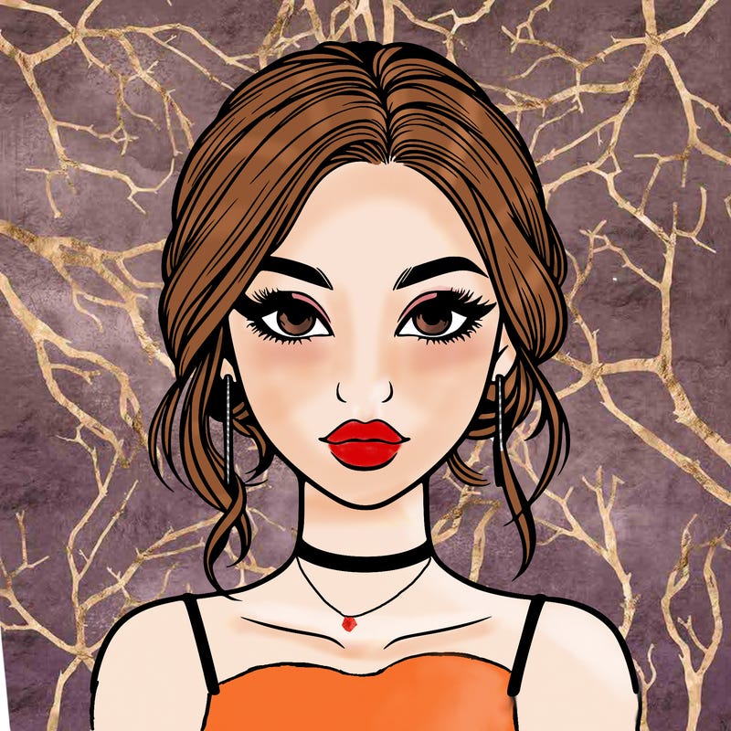 realistic girl with makeup on