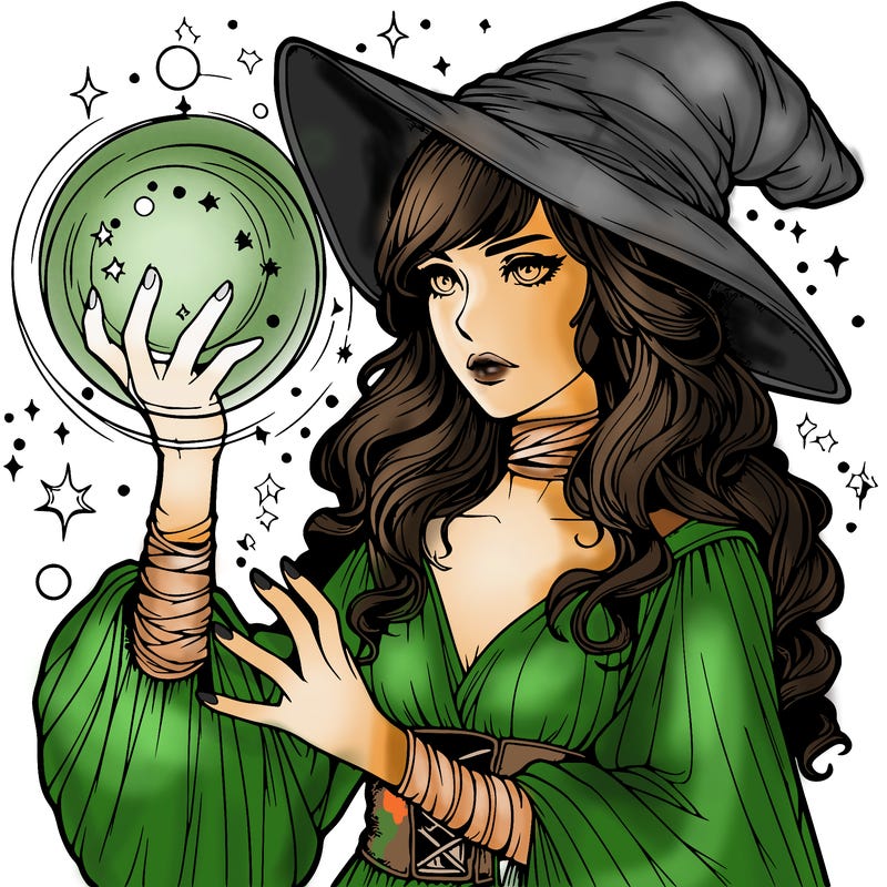 realistic women sorcerer using magic