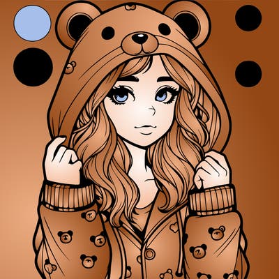 realistic girl in a animal pjs hoodie