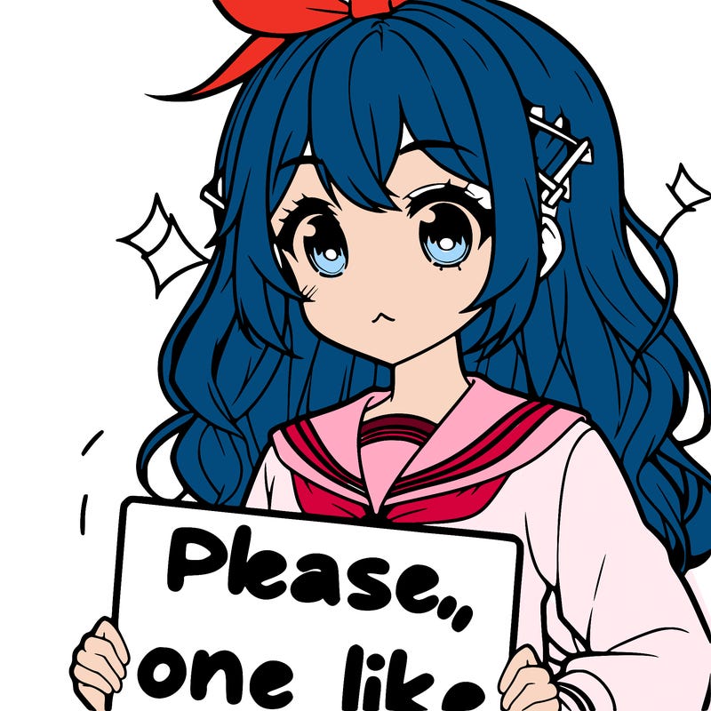 anime looking alike girl holding please one like sign