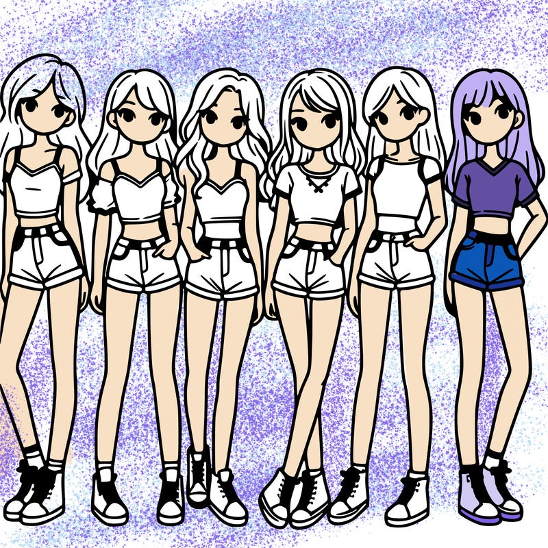 a group of girls wearing crop tops and shorts