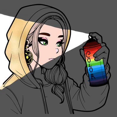 a realistic girl, spray painting