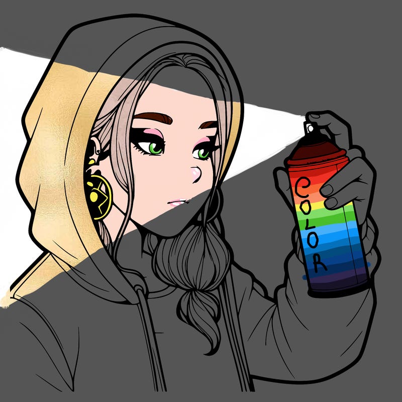 a realistic girl, spray painting