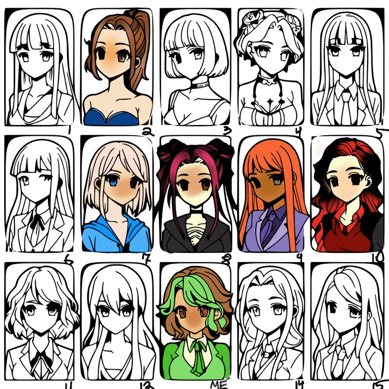 girls that look diffrent anime