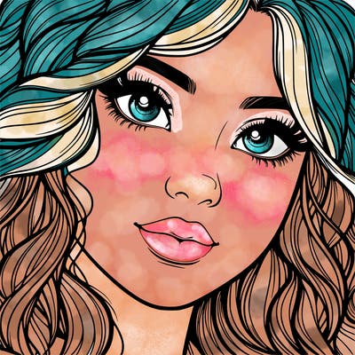 beautiful realistic girl close up to the camera with wavy hair,