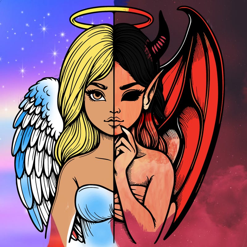 realistic angel half demon