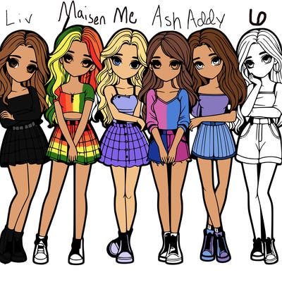 a group of girls realistic